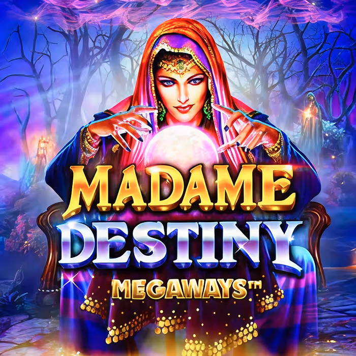Madame Destiny fortune teller slot with mystical symbols and progressive jackpot